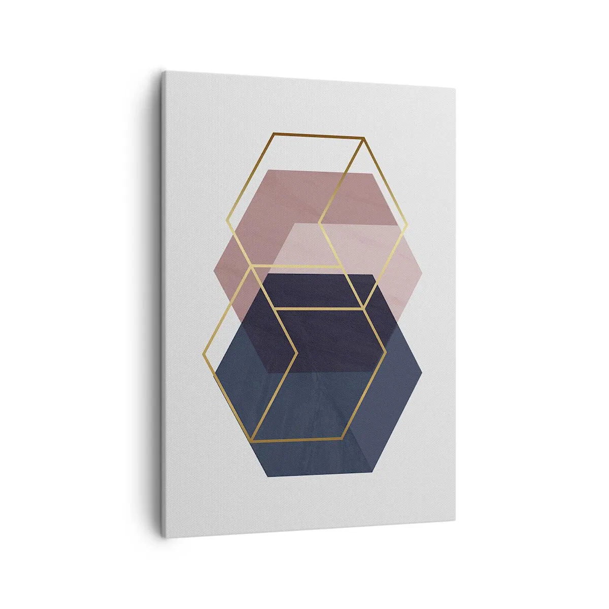 Cuadro sobre lienzo - Impresión de Imagen - Formas geométricas en líneas doradas sobre un fondo pastel. - 50x70cm - El poder de la sencillez - Decoración de pared moderna para salón y dormitorio ARTTOR