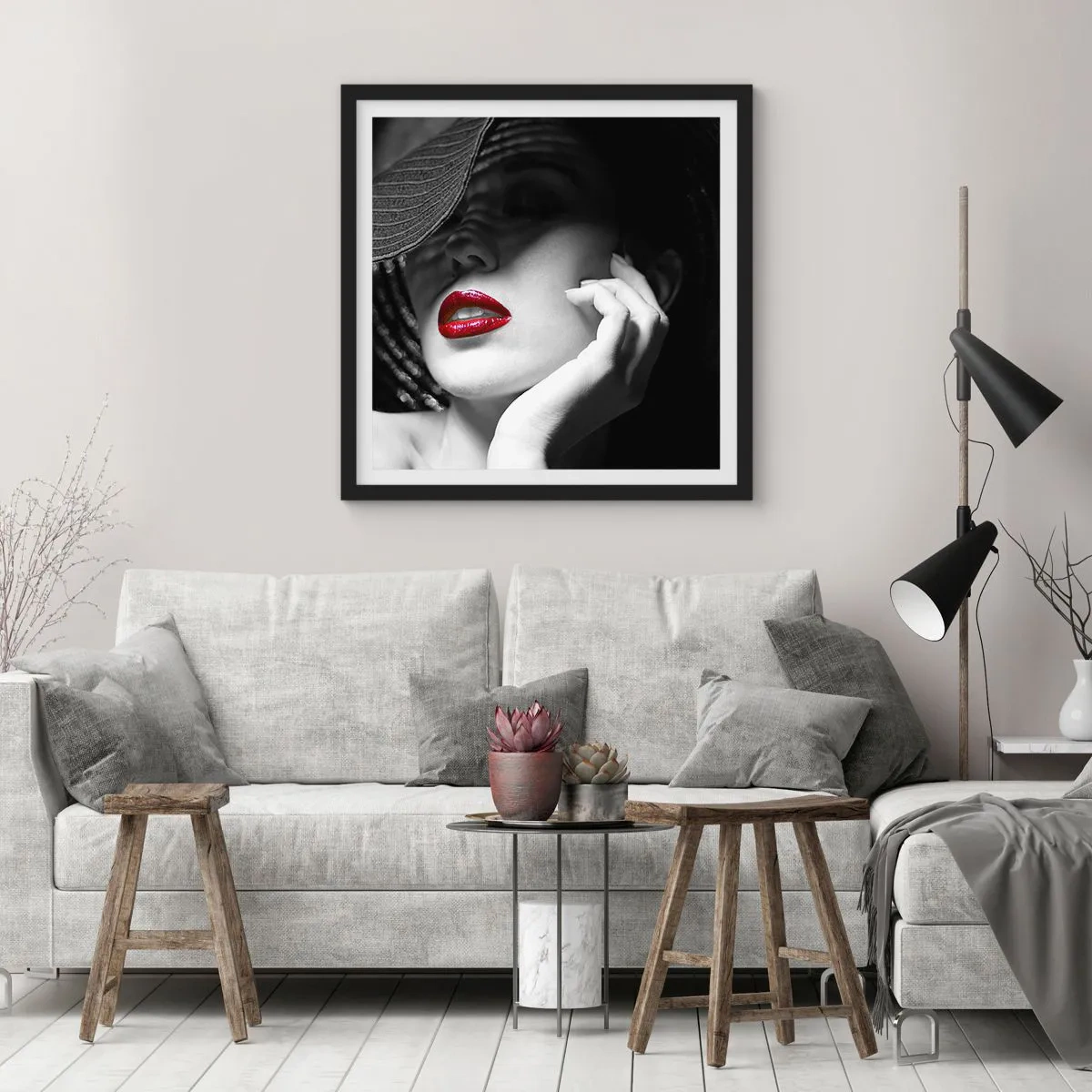 Póster en marco negro - Estudio en escarlata - 30x30 cm