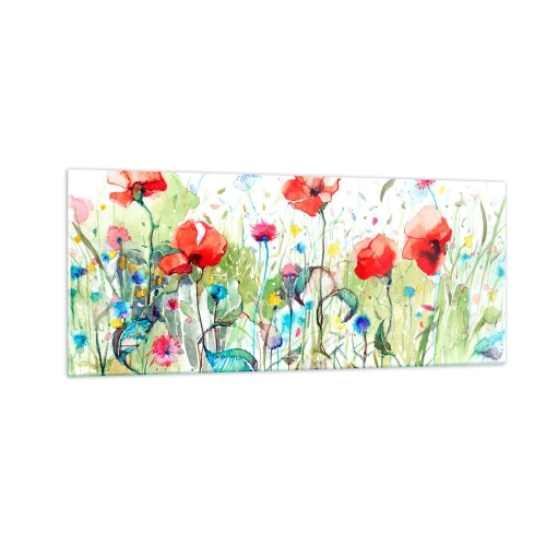 Cuadro sobre vidrio - Impresiones sobre Vidrio - Un prado en flor en mayo - 100x40 cm