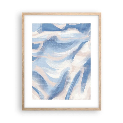 Póster en marco roble claro - Ondas azules - 40x50 cm