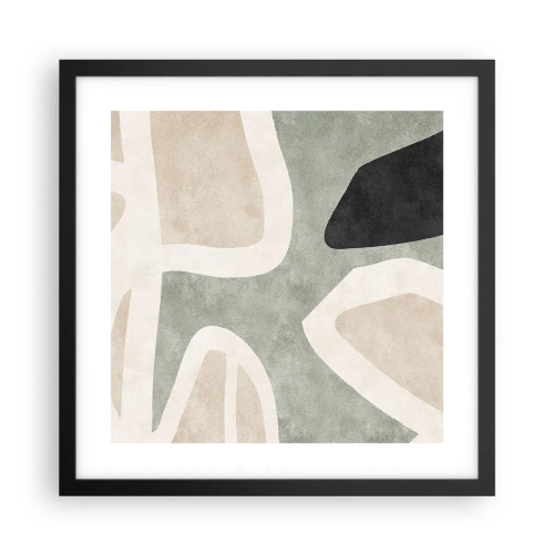 Póster en marco negro - Composición con un toque negro - 40x40 cm