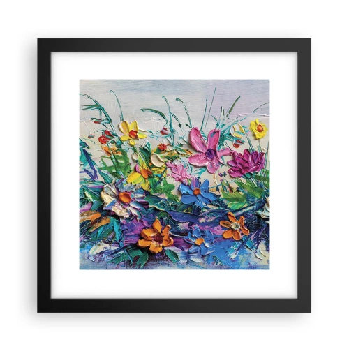 Póster en marco negro - La energía de las flores - 30x30 cm