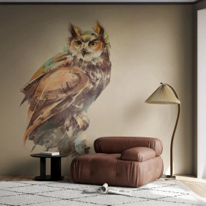 Fotomural Premium Canvas - Sabiduría de búho - Búho, Pájaro, Abstracción - 400x280 cm