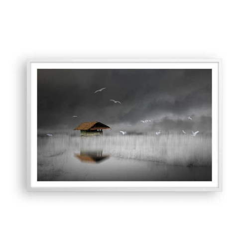 Póster en marco blanco - Resguardo de la lluvia - 91x61 cm