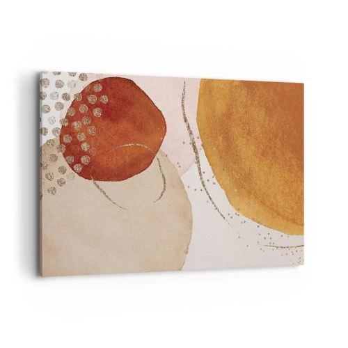 Cuadro sobre lienzo - Impresión de Imagen - Formas abstractas en tonos cálidos de marrón y dorado. - 120x80cm - Movimiento abstracto - Decoración de pared moderna para salón y dormitorio ARTTOR