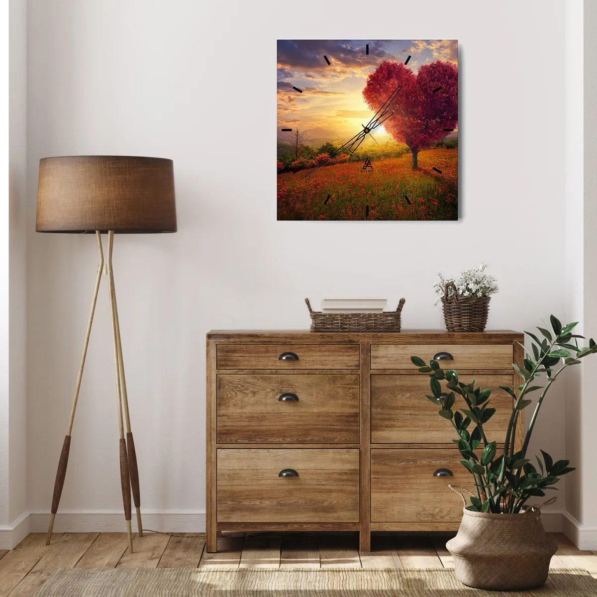 Reloj de pared - Reloj de vidrio - Te atrapa el corazón - 30x30 cm