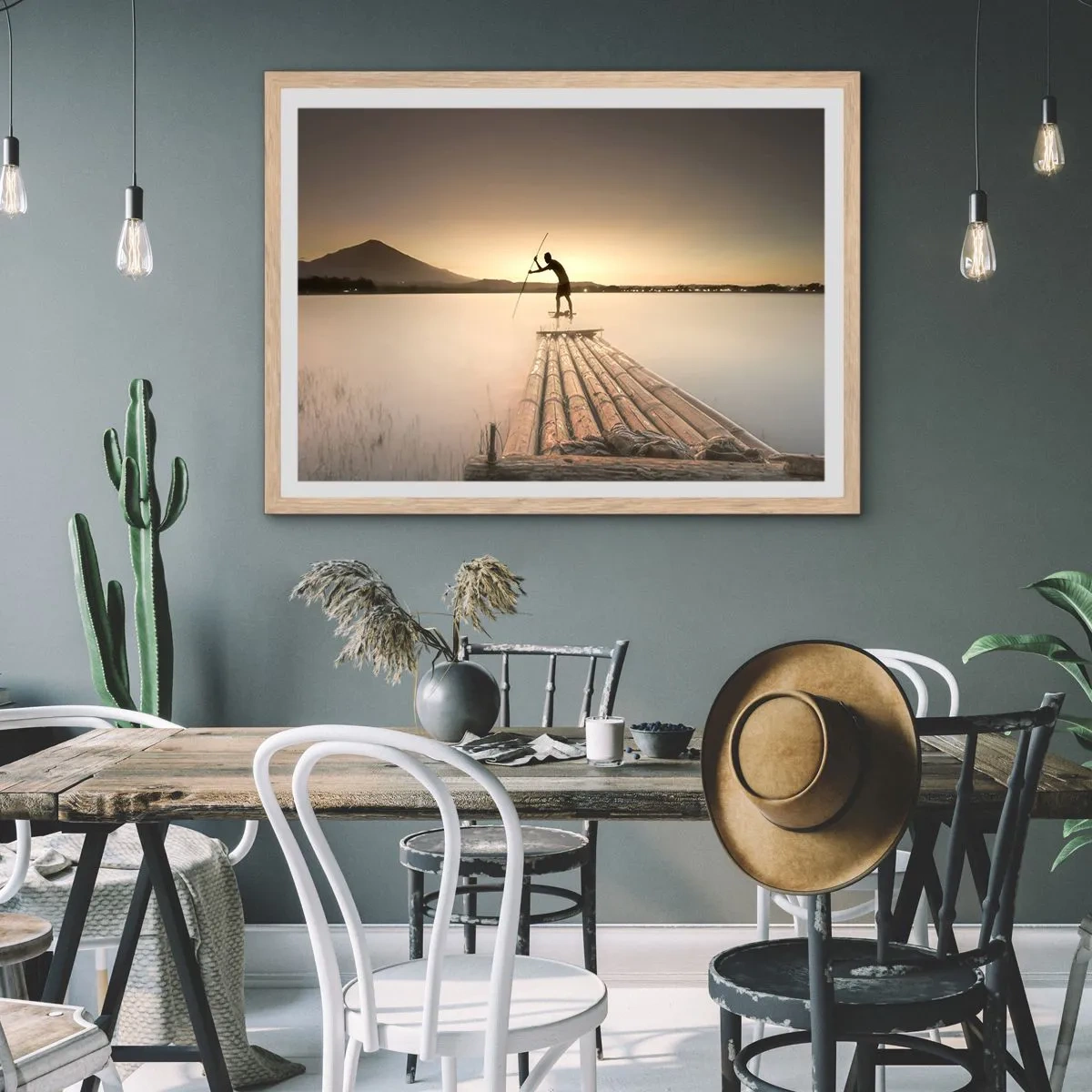 Póster en marco roble claro - Antes del descanso - 40x30 cm