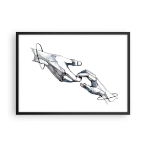 Póster en marco negro - Representación artística de una mano en forma minimalista y geométrica. - 70x50cm - Un buen gesto - Decoración de pared moderna para salón y dormitorio ARTTOR