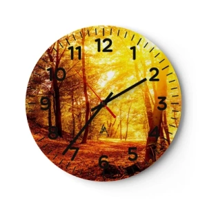 Reloj de pared - Reloj de vidrio - Hacia un claro de oro - 40x40 cm