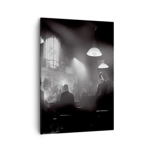 Cuadro sobre lienzo - Impresión de Imagen - Escena de clubes nocturnos de jazz en blanco y negro - 50x70cm - En clave de jazz - Decoración de pared moderna para salón y dormitorio ARTTOR