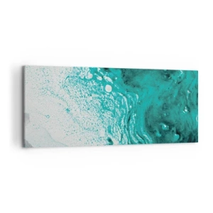 Cuadro sobre lienzo - Impresión de Imagen - Composición abstracta en tonos turquesa sobre fondo blanco. - 120x50cm - Disolución en blanco y turquesa - Decoración de pared moderna para salón y dormitorio ARTTOR