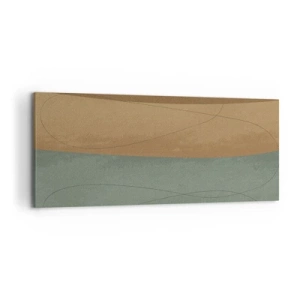Cuadro sobre lienzo - Impresión de Imagen - Composición abstracta en tonos tierra naturales. - 120x50cm - Composición horizontal - Decoración de pared moderna para salón y dormitorio ARTTOR