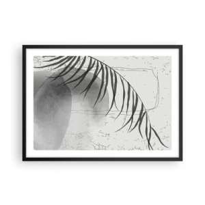 Póster en marco negro - Un delicado motivo de hojas de palma sobre un fondo claro en estilo escandinavo. - 70x50cm - El sutil exotismo de la naturaleza - Decoración de pared moderna para salón y dormitorio ARTTOR