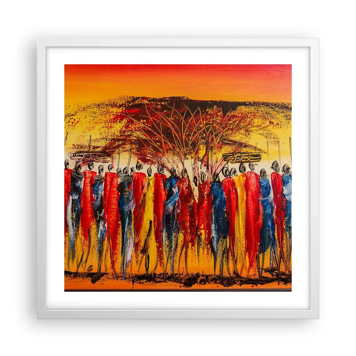 Póster en marco blanco - Allí, allí, allí van - 50x50 cm