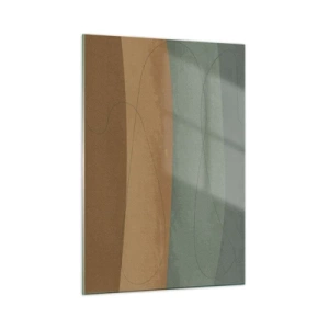 Cuadro sobre vidrio - Impresiones sobre Vidrio - Rayas abstractas en tonos tierra - 50x70cm - Composición horizontal - Decoración de pared moderna para salón y dormitorio ARTTOR