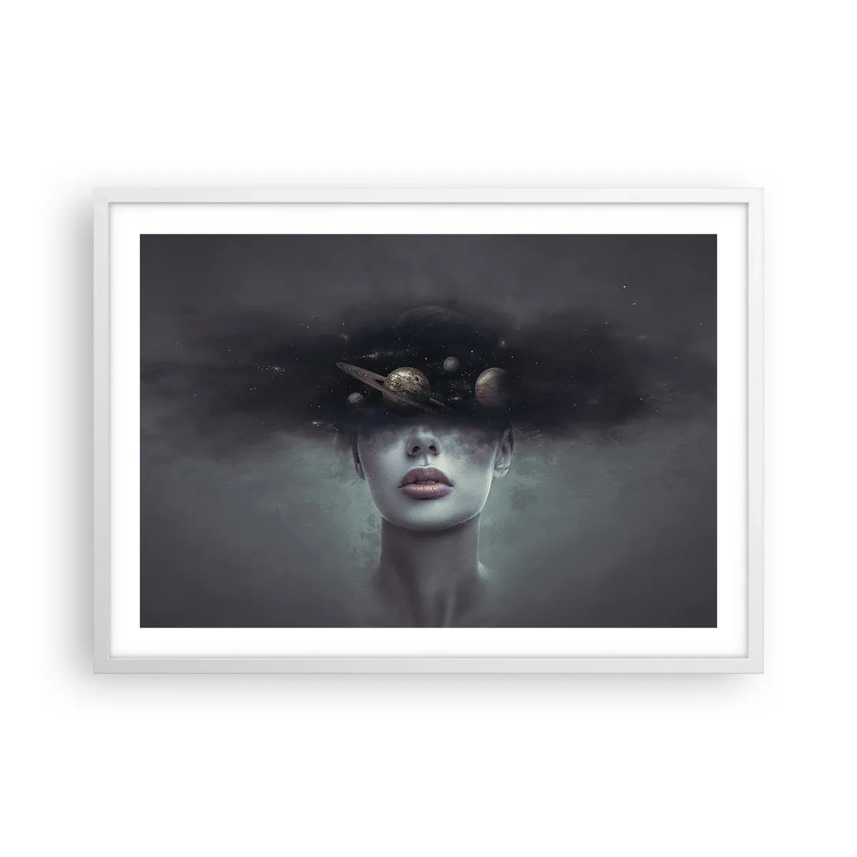 Póster en marco blanco - Y los planetas sienten... - 70x50 cm