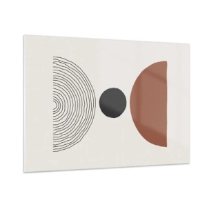 Cuadro sobre vidrio - Impresiones sobre Vidrio - Formas geométricas abstractas sobre un fondo claro - 100x70cm - En el centro de la atención - Decoración de pared moderna para salón y dormitorio ARTTOR