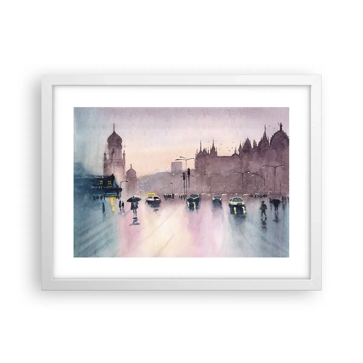 Póster en marco blanco - En una niebla lluviosa - 40x30 cm