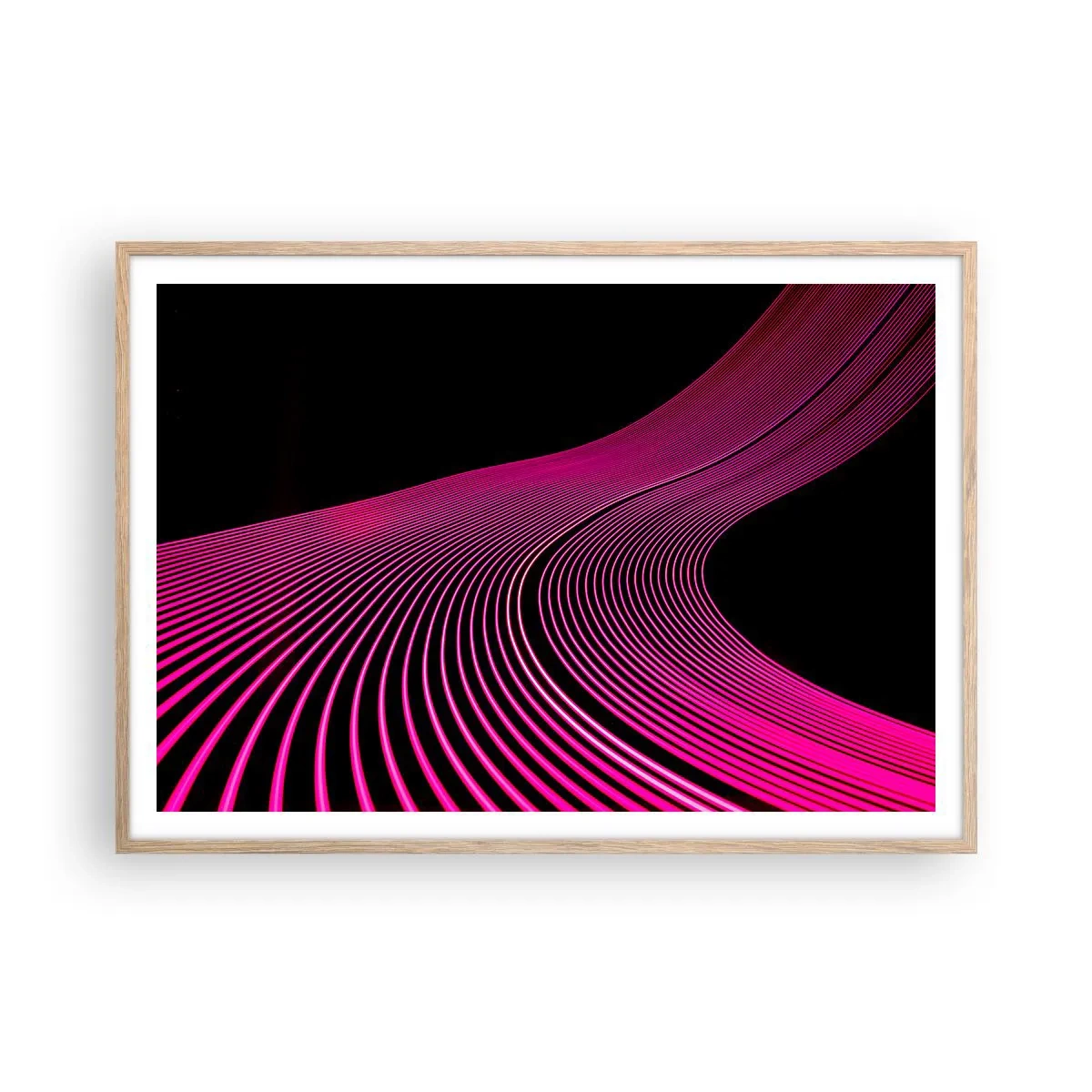 Póster en marco roble claro - Avenida de luz - 100x70 cm