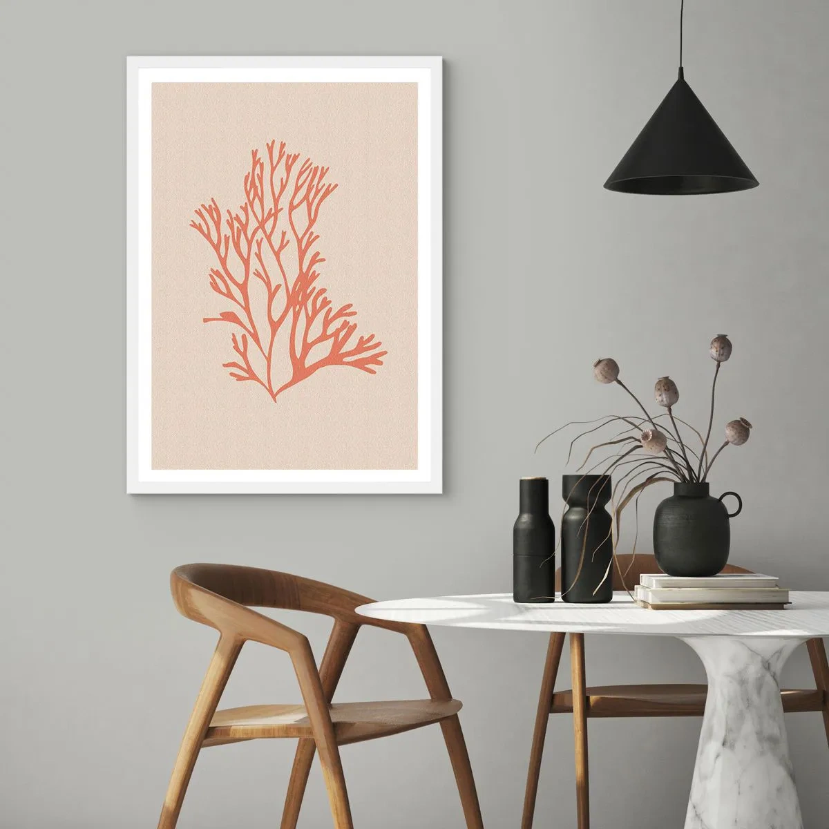 Póster en marco blanco - Filigrana de coral - 61x91 cm