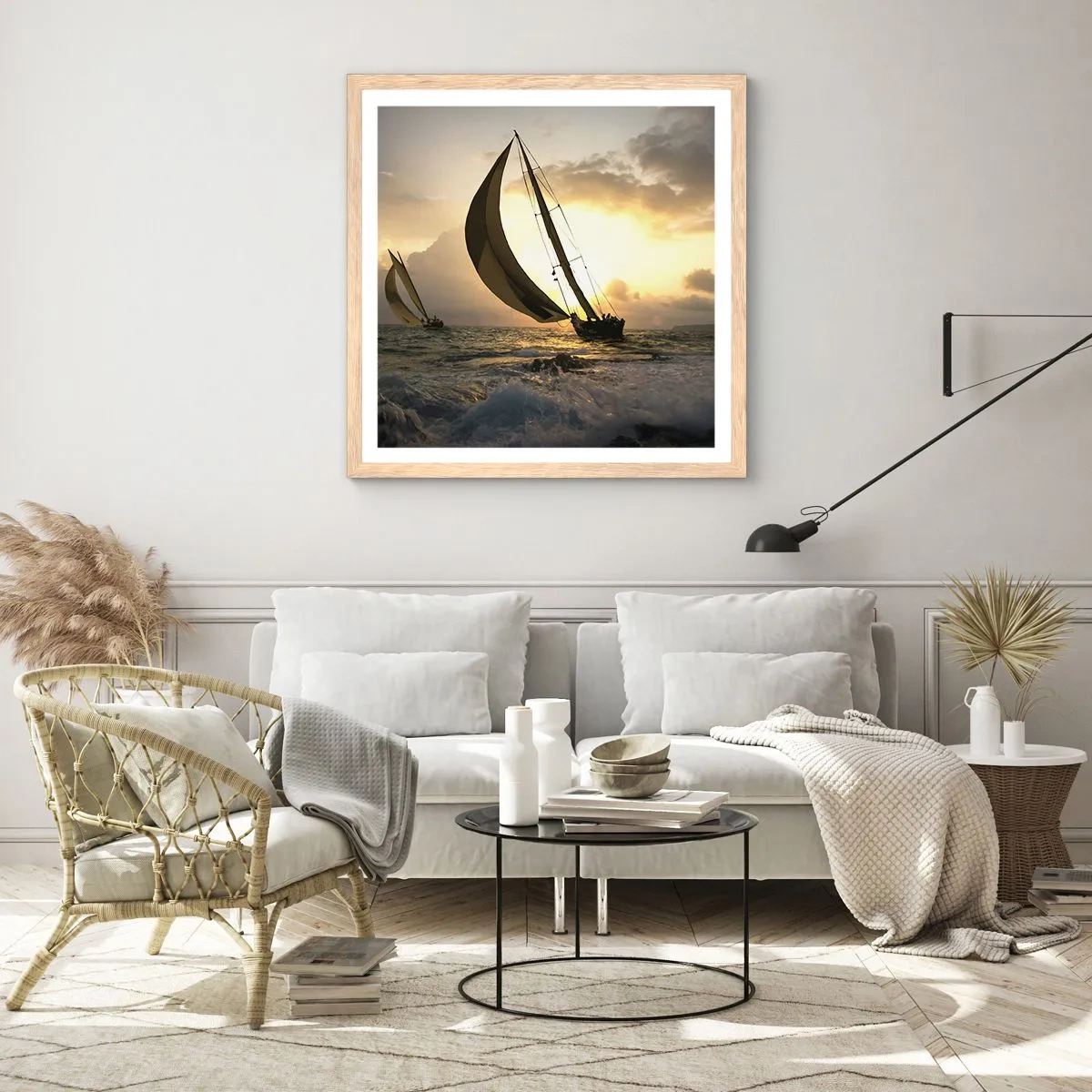 Póster en marco roble claro - En contra y a favor del viento - 40x40 cm