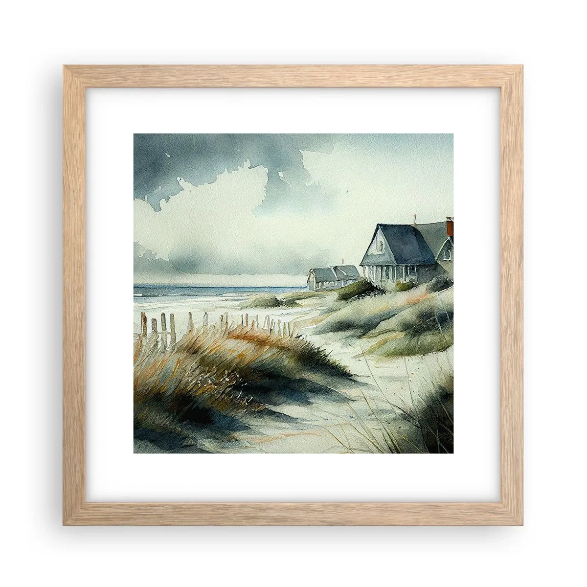 Póster en marco roble claro - Lejos del bullicio - 30x30 cm