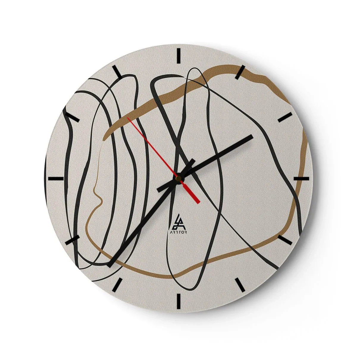 Reloj de pared - Reloj de vidrio - Abstracto, líneas danzantes sobre un fondo claro - 30x30cm - Composición: danza lineal - Decoración de pared moderna para salón, cocina y dormitorio ARTTOR