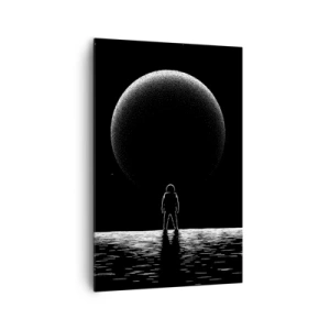 Cuadro sobre lienzo - Impresión de Imagen - Un astronauta con el telón de fondo de un gran planeta en el espacio exterior. - 80x120cm - Cara a cara - Decoración de pared moderna para salón y dormitorio ARTTOR