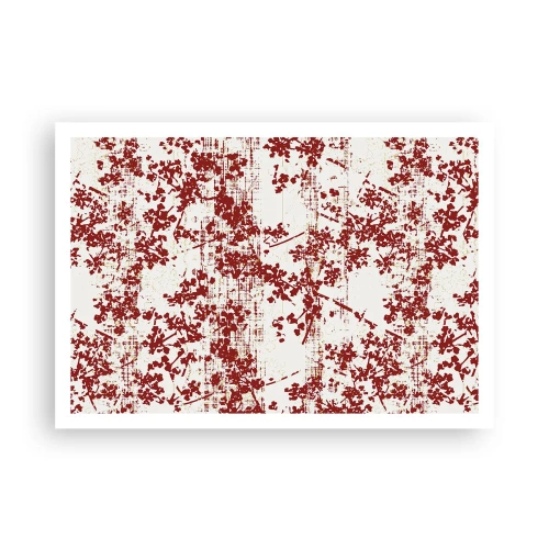 Póster - Flores rojas sobre un fondo blanco en un estilo artístico. - 100x70cm - Como un viejo percal - Decoración de pared moderna para salón y dormitorio ARTTOR