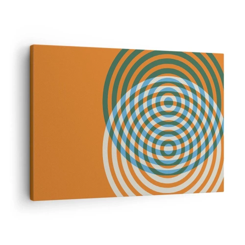 Cuadro sobre lienzo - Impresión de Imagen - Círculos concéntricos sobre un fondo naranja - 70x50cm - Círculos y abstracción - Decoración de pared moderna para salón y dormitorio ARTTOR