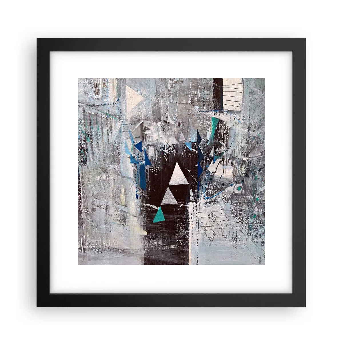 Póster en marco negro - El orden superior de los triángulos - 30x30 cm