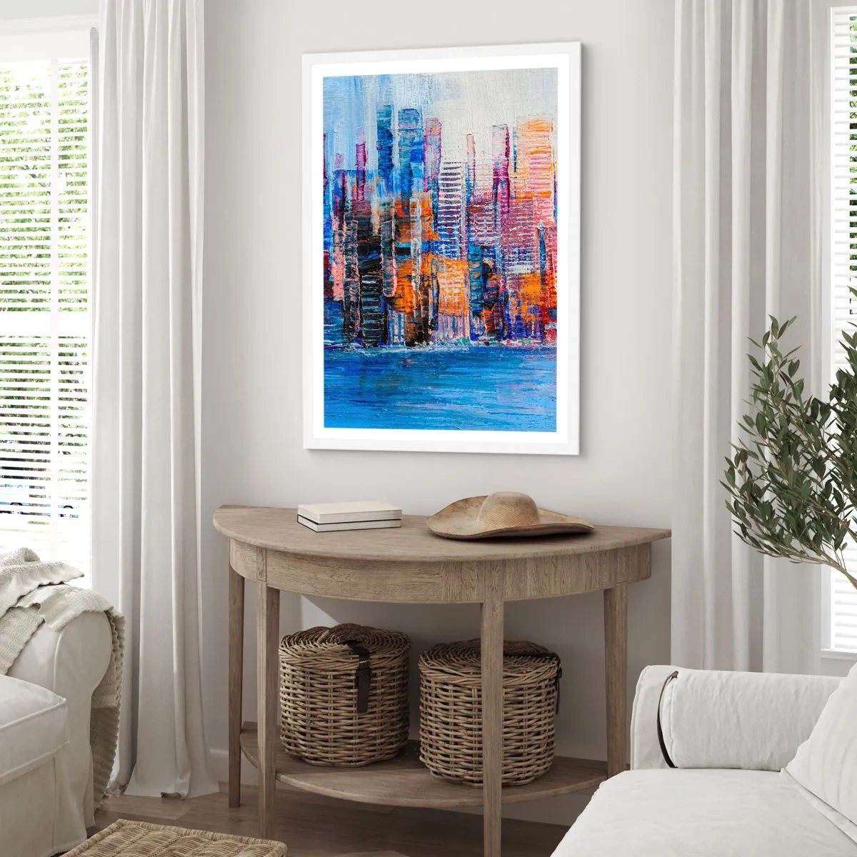 Póster en marco blanco - Una metrópoli alegre - 61x91 cm