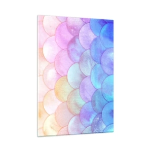 Cuadro sobre vidrio - Impresiones sobre Vidrio - Escamas de perla en tonos pastel de rosa, azul y morado. - 50x70cm - Concha de perla - Decoración de pared moderna para salón y dormitorio ARTTOR