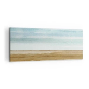 Cuadro sobre lienzo - Impresión de Imagen - Paisaje de playa abstracto en tonos pastel - 120x50cm - Serenidad - Decoración de pared moderna para salón y dormitorio ARTTOR