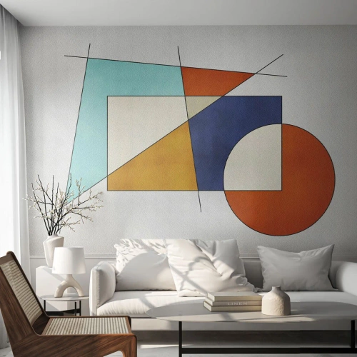 Fotomural Premium Sand - Figuras geométricas de estilo modernista - 100x70cm - Abstracción: diversión modernista - Decoración de pared moderna para salón y dormitorio ARTTOR