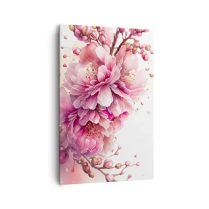 Cuadro sobre lienzo - Impresión de Imagen - Delicadas flores de cerezo en plena floración sobre un fondo claro. - 80x120cm - Flor de cerezo - Decoración de pared moderna para salón y dormitorio ARTTOR
