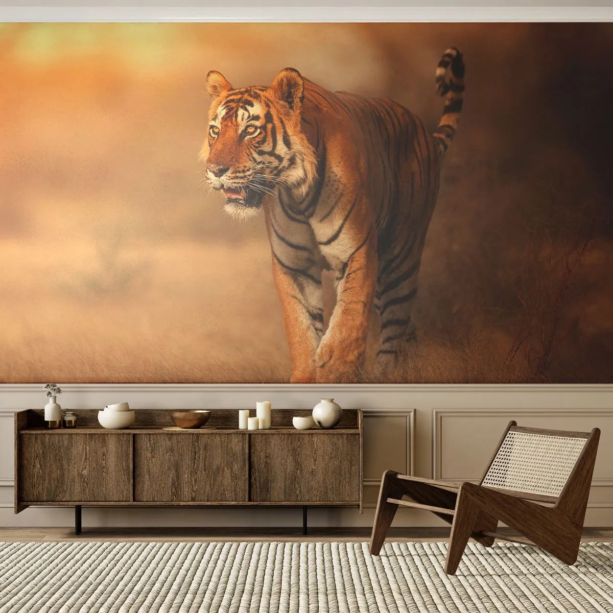 Fotomural Standard Eco - Antes del ataque - animales, Tigre, África - 200x140 cm