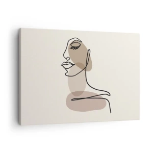 Cuadro sobre lienzo - Impresión de Imagen - Rostro de mujer minimalista con manchas abstractas. - 70x50cm - Escucharse a sí misma - Decoración de pared moderna para salón y dormitorio ARTTOR