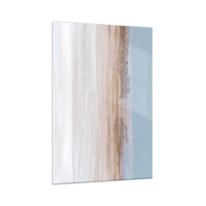 Cuadro sobre vidrio - Impresiones sobre Vidrio - Un paisaje sutil en tonos pastel de azul y beige. - 70x100cm - Paisaje ambiguo - Decoración de pared moderna para salón y dormitorio ARTTOR