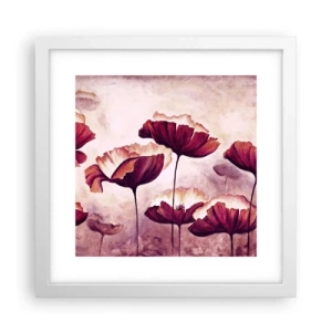 Póster en marco blanco - Pétalo rojo y blanco - 30x30 cm