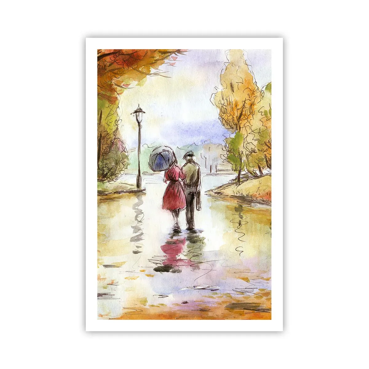 Póster - Un otoño romántico en el parque - 61x91 cm