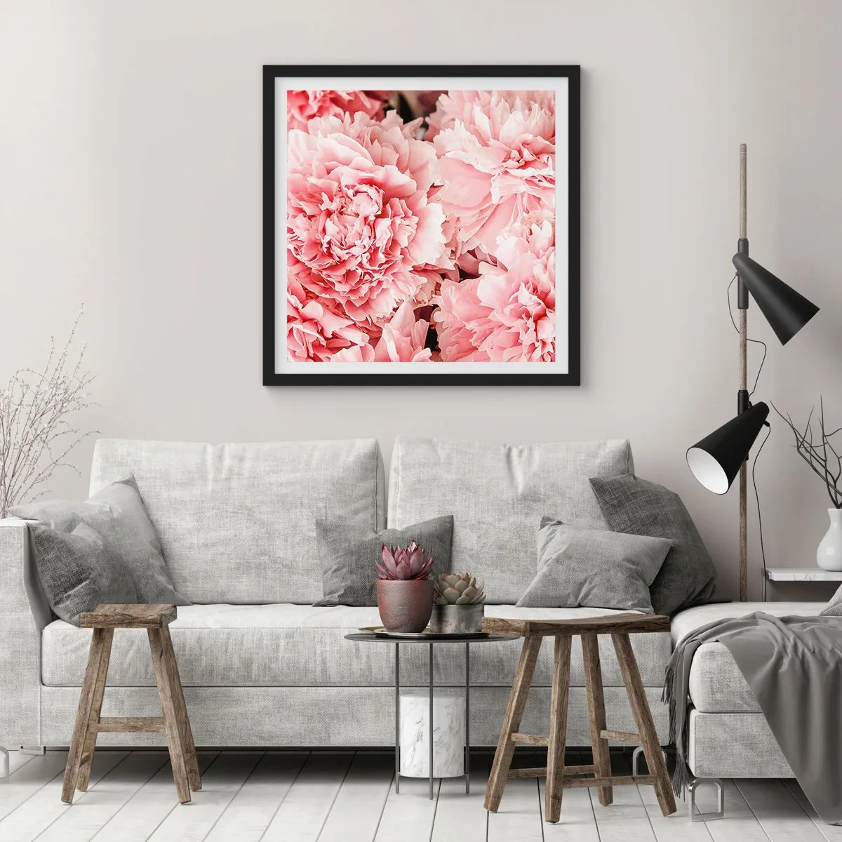 Póster en marco negro - Sueño rosa - 30x30 cm