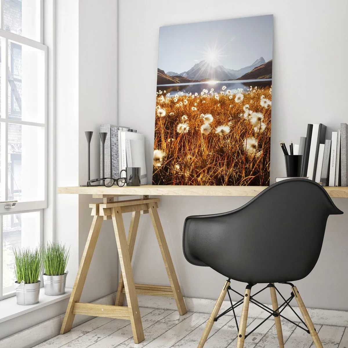 Cuadro sobre vidrio - Impresiones sobre Vidrio - Dureza de las rocas, suavidad de la hierba - 80x120 cm