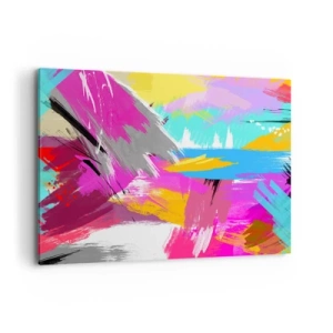Cuadro sobre lienzo - Impresión de Imagen - Abstracción dinámica en colores intensos - 100x70cm - Abstracción colorida - Decoración de pared moderna para salón y dormitorio ARTTOR