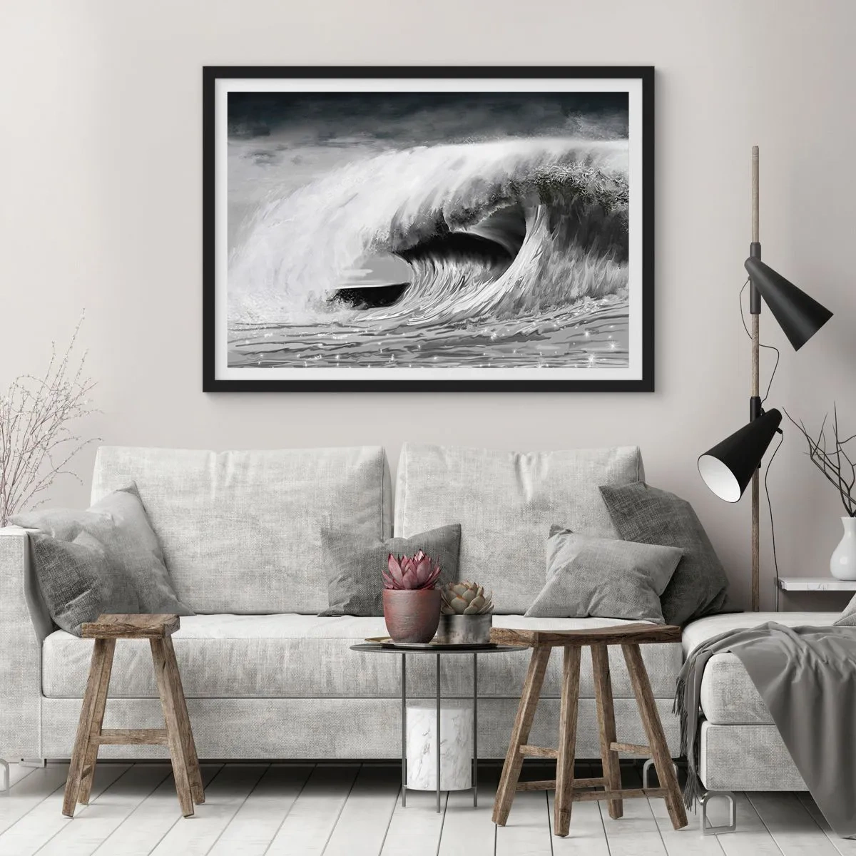 Póster en marco negro - La ira del océano - 40x30 cm