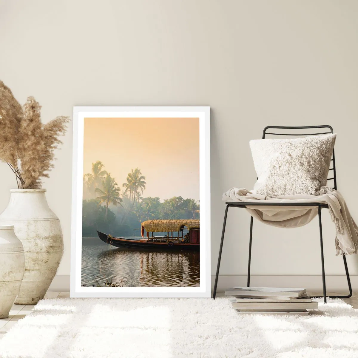 Póster en marco blanco - Casa en el río - 40x50 cm