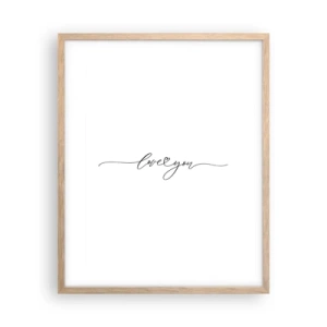 Póster en marco roble claro - Negro sobre blanco - 40x50 cm