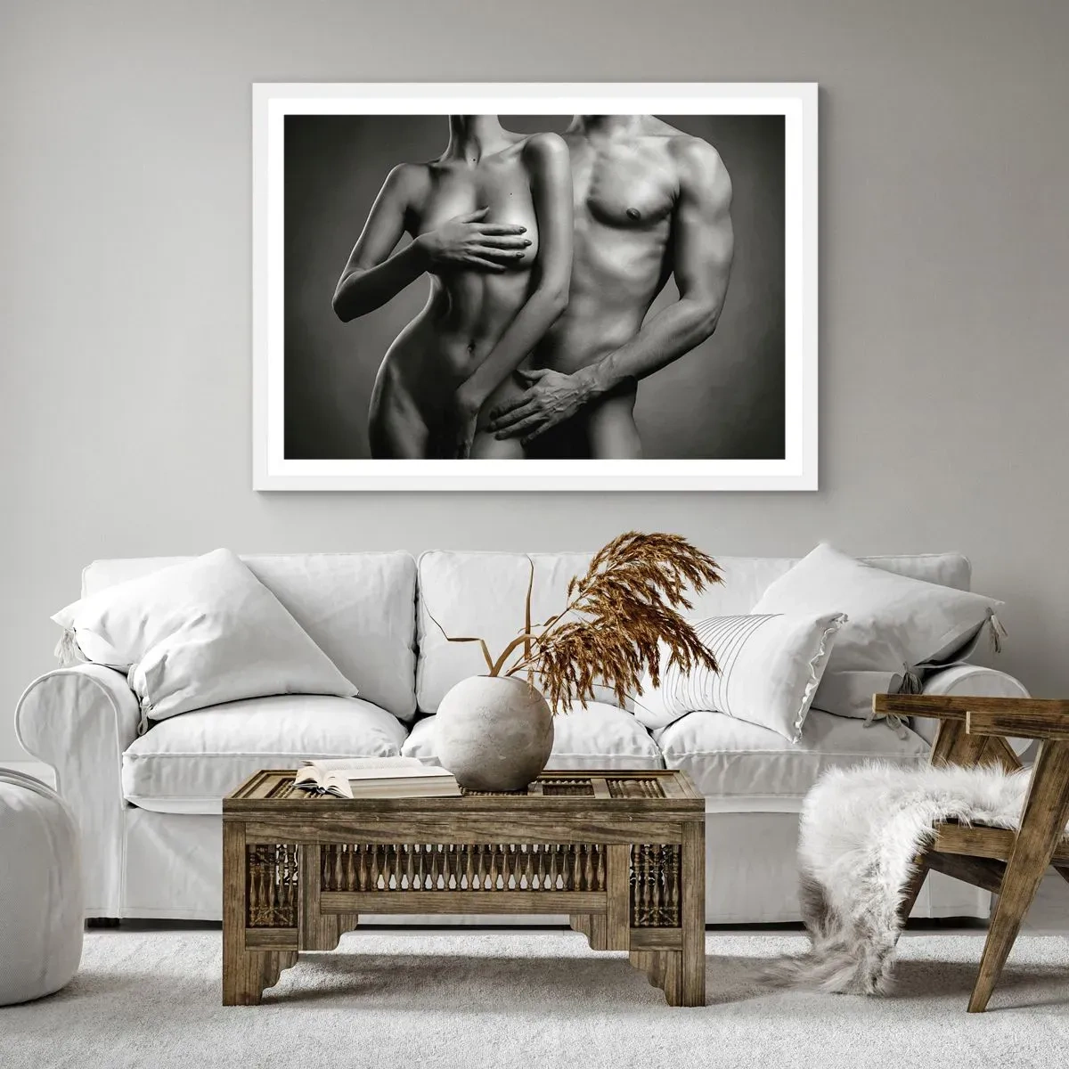 Póster en marco blanco - Adán y Eva - 70x50 cm