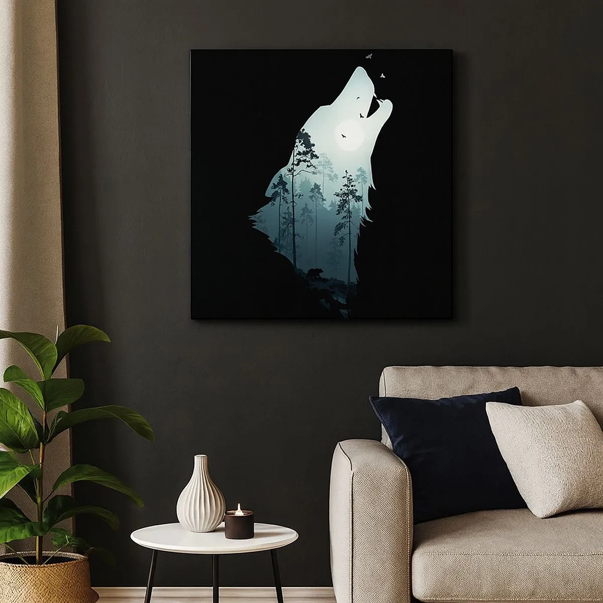 Cuadro sobre lienzo - Impresión de Imagen - Voz de la noche del bosque - 30x30 cm