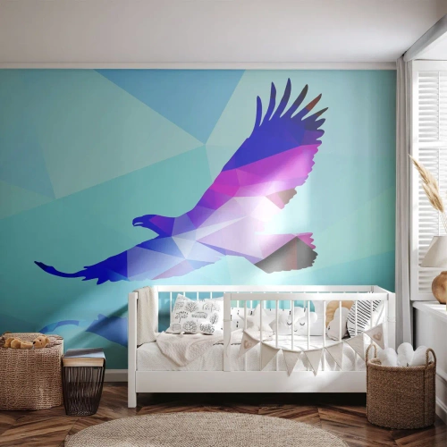 Fotomural Premium Sand - Águila en cristal lila - Pájaro, Águila, Figura Geométrica - 450x315 cm